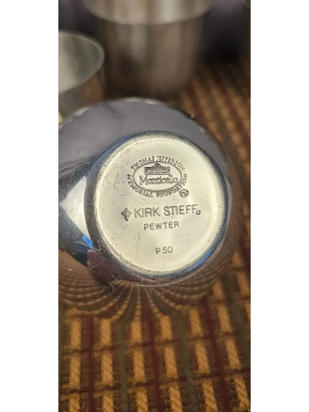 Set Of 5 Kirk Stieff Pewter Cups Monticello Thomas Jefferson Memorial Foundation